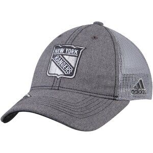 New York Rangers hockey adidas Gray Travel & Training Slouch Adjustable Hat